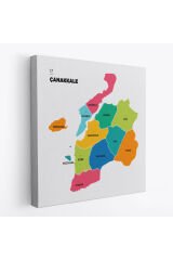 Çanakkale İli ve İlçeler Haritası Dekoratif Kanvas Tablo 1309
