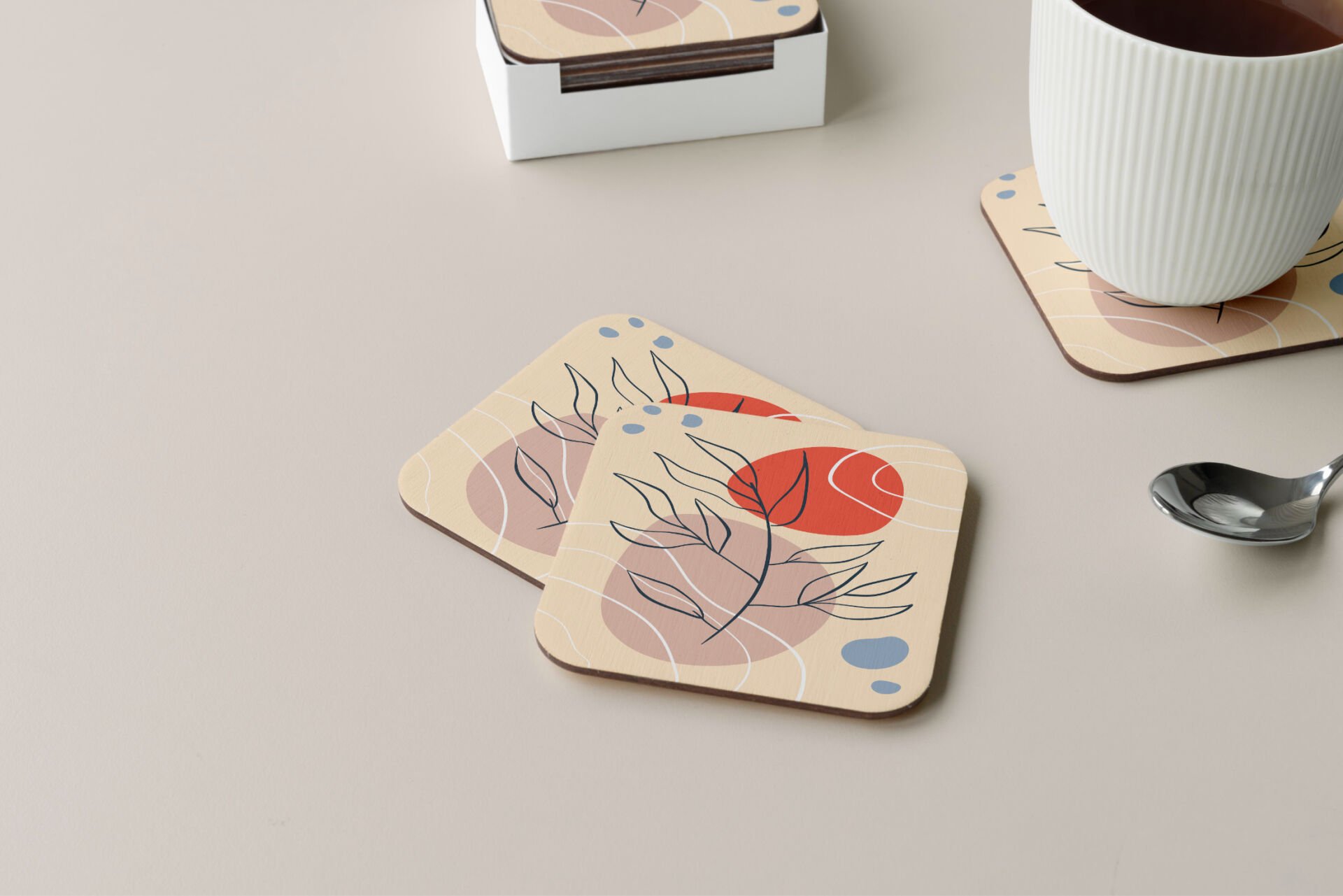 Dekoratif Bardak Altlığı Minimal Desen 46