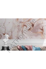 Altın Ve Pembe Detaylı Mermer Desenli Duvar Kağıdı-5524