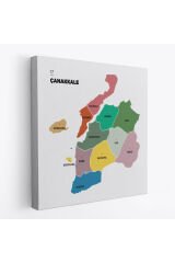 Çanakkale İli ve İlçeler Haritası Dekoratif Kanvas Tablo 1310