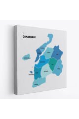 Çanakkale İli ve İlçeler Haritası Dekoratif Kanvas Tablo 1311