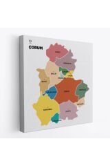 Çorum İli ve İlçeler Haritası Dekoratif Kanvas Tablo 1316
