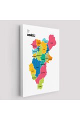 Denizli İli ve İlçeler Haritası Dekoratif Kanvas Tablo 1318
