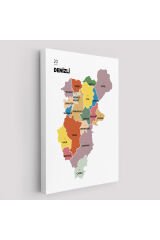 Denizli İli ve İlçeler Haritası Dekoratif Kanvas Tablo 1319