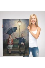 Yağmur Altındaki Küs Sevgililer Dekoratif Duvar Tablosu-6223