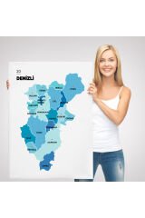 Denizli İli ve İlçeler Haritası Dekoratif Kanvas Tablo 1320