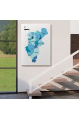 Denizli İli ve İlçeler Haritası Dekoratif Kanvas Tablo 1320
