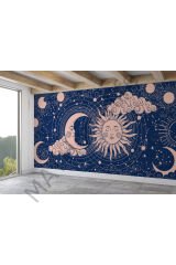 Astroloji Retro Uzay Güneş Ay Bulut Duvar Duvar Kağıdı-5535