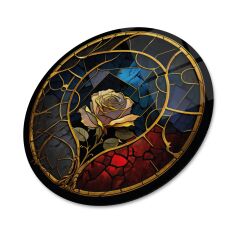 Gül Vitray Yuvarlak Cam Tablo | Hediyelik, Dekoratif, Ofis, Mutfak