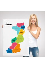 Edirne İli ve İlçeler Haritası Dekoratif Kanvas Tablo 1327