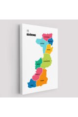 Edirne İli ve İlçeler Haritası Dekoratif Kanvas Tablo 1327