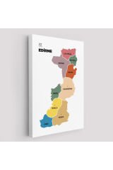 Edirne İli ve İlçeler Haritası Dekoratif Kanvas Tablo 1328