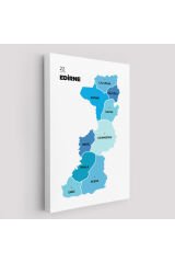 Edirne İli ve İlçeler Haritası Dekoratif Kanvas Tablo 1329