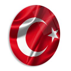 Bayrak Yuvarlak Cam Tablo | Hediyelik, Dekoratif, Ofis, Mutfak