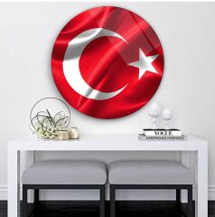 Bayrak Yuvarlak Cam Tablo | Hediyelik, Dekoratif, Ofis, Mutfak