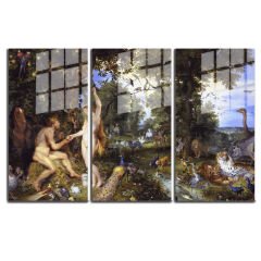 Ünlü Ressamlar ve Yapıtları Modern Yaşam Alanları İçin 3'lü Dikey Cam Tablo 762