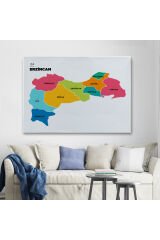 Erzincan İli ve İlçeler Haritası Dekoratif Kanvas Tablo 1333