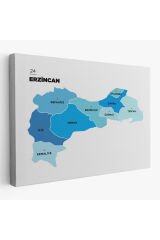 Erzincan İli ve İlçeler Haritası Dekoratif Kanvas Tablo 1335