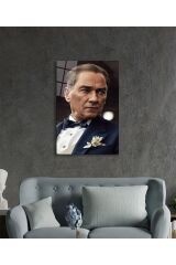 Yapay Zeka Atatürk Portresi Cam Tablo, Ev Ve Ofis Duvar Dekoru,  Büyük Temperli Cam Tablo