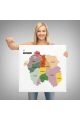 Eskişehir İli ve İlçeler Haritası Dekoratif Kanvas Tablo 1340