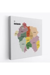 Eskişehir İli ve İlçeler Haritası Dekoratif Kanvas Tablo 1340