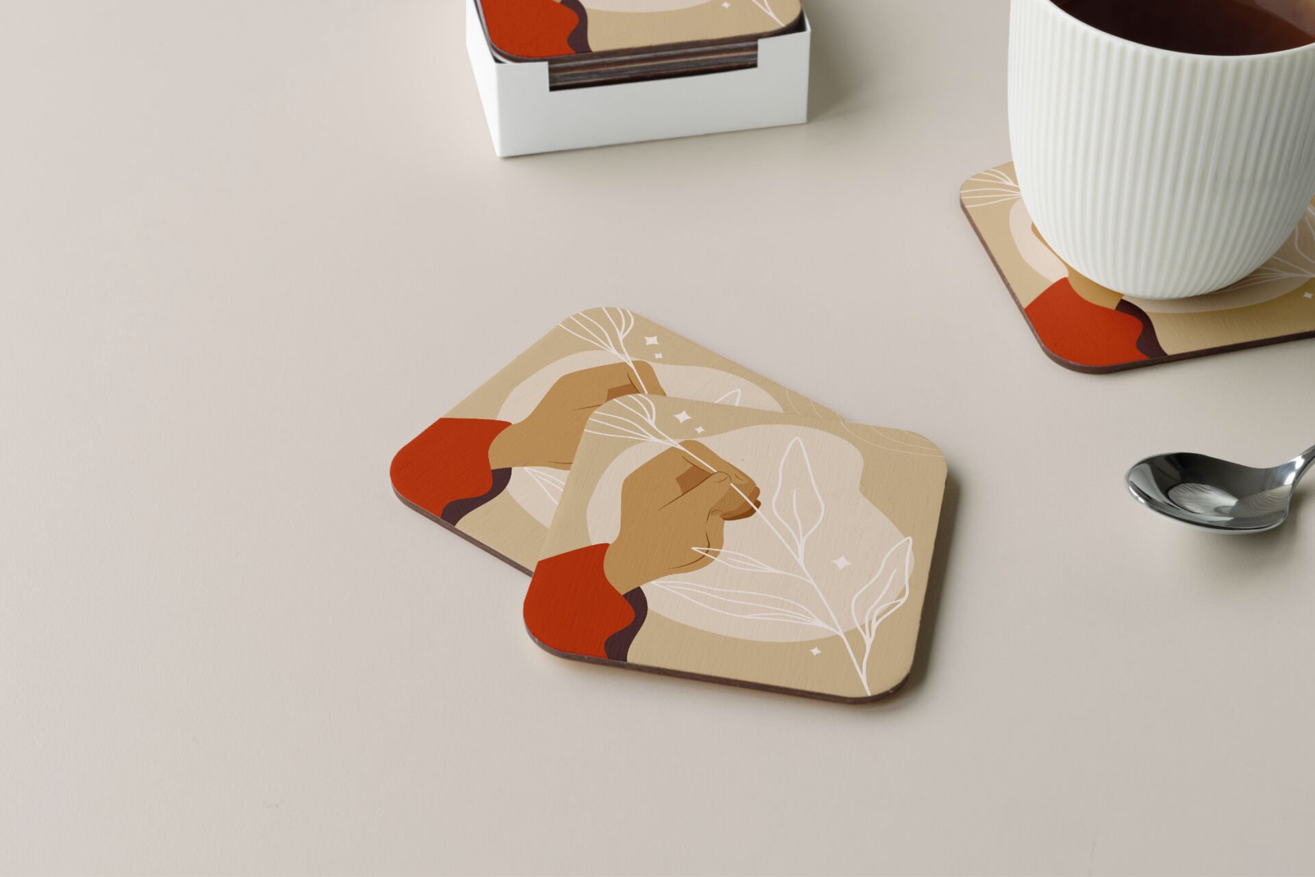Dekoratif Bardak Altlığı Minimal Desen 77