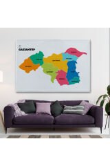 Gaziantep İli ve İlçeler Haritası Dekoratif Kanvas Tablo 1342
