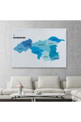 Gaziantep İli ve İlçeler Haritası Dekoratif Kanvas Tablo 1344