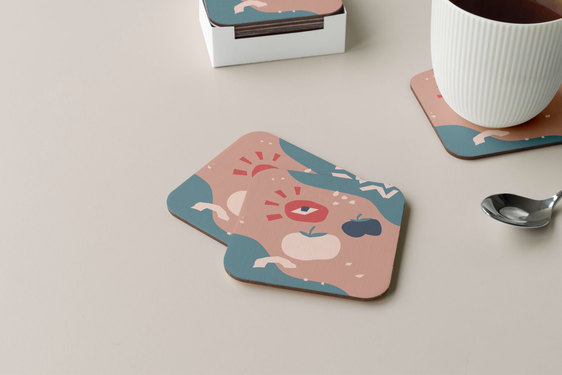 Dekoratif Bardak Altlığı Minimal Desen 83