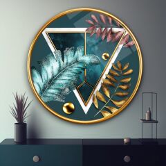 Gold Desenler Yuvarlak Cam Tablo | Hediyelik, Dekoratif, Ofis, Mutfak
