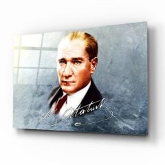 Atatürk Portresi Cam Tablo Özel Tasarım Ofis, Mutfak Çocuk Odası, Salon Dekorasyon