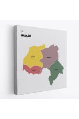 Hakkari İli ve İlçeler Haritası Dekoratif Kanvas Tablo 1352