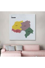 Hakkari İli ve İlçeler Haritası Dekoratif Kanvas Tablo 1352