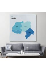 Hakkari İli ve İlçeler Haritası Dekoratif Kanvas Tablo 1353