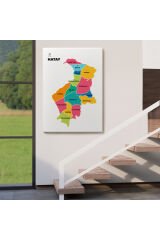 Hatay İli ve İlçeler Haritası Dekoratif Kanvas Tablo 1354