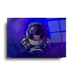 Kadın Astronot Cam Tablo Özel Tasarım Ofis, Mutfak Çocuk Odası, Salon Dekorasyon