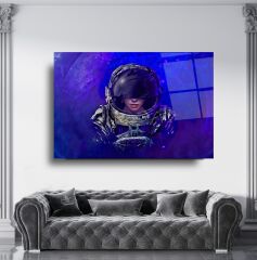 Kadın Astronot Cam Tablo Özel Tasarım Ofis, Mutfak Çocuk Odası, Salon Dekorasyon
