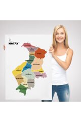 Hatay İli ve İlçeler Haritası Dekoratif Kanvas Tablo 1355