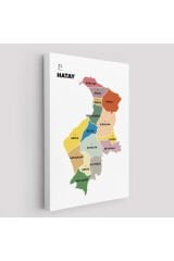 Hatay İli ve İlçeler Haritası Dekoratif Kanvas Tablo 1355
