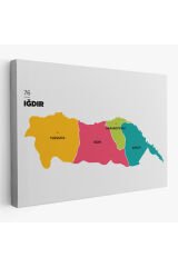 Iğdır İli ve İlçeler Haritası Dekoratif Kanvas Tablo 1357