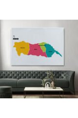 Iğdır İli ve İlçeler Haritası Dekoratif Kanvas Tablo 1357