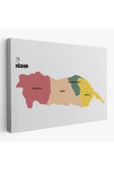 Iğdır İli ve İlçeler Haritası Dekoratif Kanvas Tablo 1358