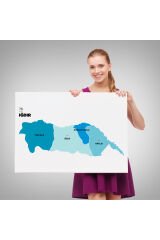 Iğdır İli ve İlçeler Haritası Dekoratif Kanvas Tablo 1359