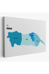 Iğdır İli ve İlçeler Haritası Dekoratif Kanvas Tablo 1359
