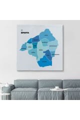 Isparta İli ve İlçeler Haritası Dekoratif Kanvas Tablo 1363