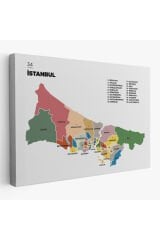 İstanbul İli ve İlçeler Haritası Dekoratif Kanvas Tablo 1365