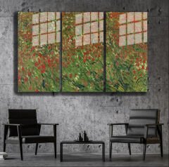 Ünlü Ressamlar ve Yapıtları Modern Yaşam Alanları İçin 3'lü Dikey Cam Tablo 790