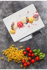 Renkli Kurabiyeler  Cam Kesme Tahtası   25 x 35 cm