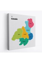 Karabük İli ve İlçeler Haritası Dekoratif Kanvas Tablo 1373