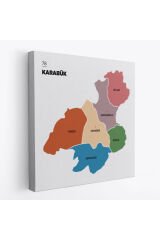Karabük İli ve İlçeler Haritası Dekoratif Kanvas Tablo 1374